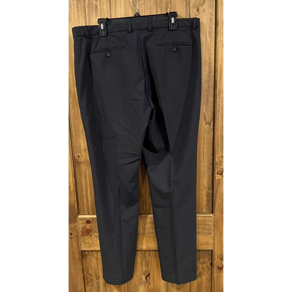NWT Calvin Klein Dress Pants‎ Mens 36X32 Black Flat Front Straight Leg Pockets